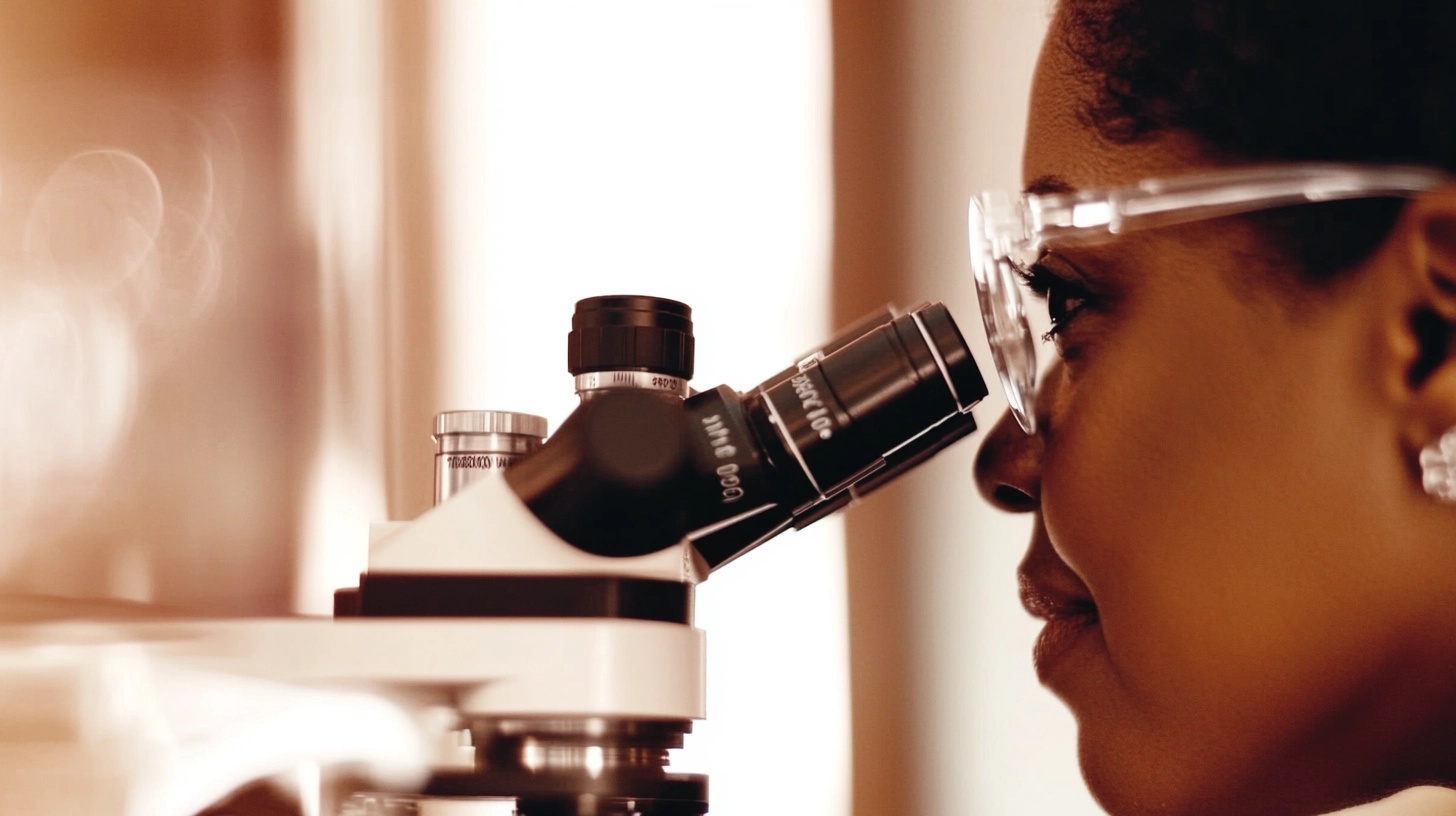 Researcher using a microscope